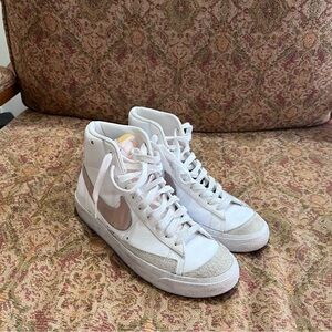 Women’s Blazer Mid 77 White High Tops with Pink Swoosh